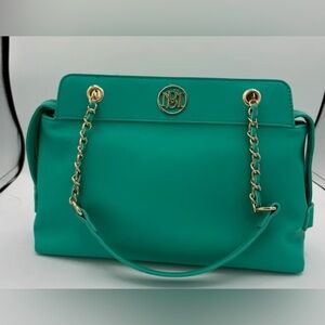 New Badgley Mischka Green Shoulder Bag with Gold Chain